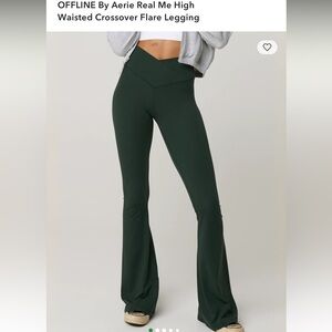 Aerie High Waisted Crossover Flare Legging - Green